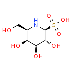 ChemSpider 2D Image | (2S,3R,4S,5S,6R)-3,4,5-Trihydroxy-6-(hydroxymethyl)-2-piperidinesulfonic acid | C6H13NO7S