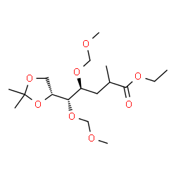 ChemSpider 2D Image | Ethyl (2xi,5S)-2,3-dideoxy-5-C-[(4R)-2,2-dimethyl-1,3-dioxolan-4-yl]-4,5-bis-O-(methoxymethyl)-2-methyl-D-glycero-pentonate | C17H32O8