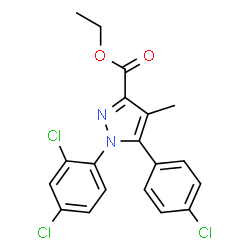 ChemSpider 2D Image | Ethyl 5-(4-chlorophenyl)-1-(2,4-dichlorophenyl)-4-methyl-1H-pyrazole-3-carboxylate | C19H15Cl3N2O2