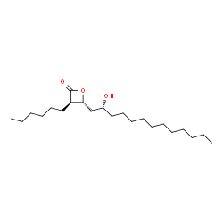 ChemSpider 2D Image | (3R,4R)-3-Hexyl-4-[(2R)-2-hydroxytridecyl]-2-oxetanone | C22H42O3