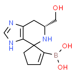 ChemSpider 2D Image | [(6'R)-6'-(Hydroxymethyl)-3',5',6',7'-tetrahydrospiro[cyclopent-2-ene-1,4'-imidazo[4,5-c]pyridin]-2-yl]boronic acid | C11H16BN3O3