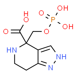 ChemSpider 2D Image | 4-[(Phosphonooxy)methyl]-4,5,6,7-tetrahydro-2H-pyrazolo[4,3-c]pyridine-4-carboxylic acid | C8H12N3O6P
