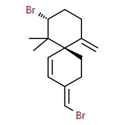 ChemSpider 2D Image | (3E,6S,8R)-8-Bromo-3-(bromomethylene)-7,7-dimethyl-11-methylenespiro[5.5]undec-1-ene | C15H20Br2
