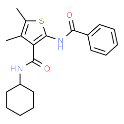 ChemSpider 2D Image | 2-benzamido-N-cyclohexyl-4,5-dimethylthiophene-3-carboxamide | C20H24N2O2S