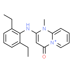 ChemSpider 2D Image | 2-[(2,6-Diethylphenyl)amino]-1-methyl-4-oxo-1,4-dihydropyrido[1,2-a]pyrimidin-5-ium | C19H22N3O