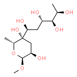 ChemSpider 2D Image | (1S,3S,4R,5R)-1-[(2R,3S,5R,6S)-3,5-Dihydroxy-6-methoxy-2-methyltetrahydro-2H-pyran-3-yl]-1,3,4,5-hexanetetrol | C13H26O8