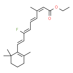 ChemSpider 2D Image | Ethyl (2Z,4E,6Z,8E)-7-fluoro-3-methyl-9-(2,6,6-trimethyl-1-cyclohexen-1-yl)-2,4,6,8-nonatetraenoate | C21H29FO2