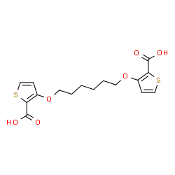 ChemSpider 2D Image | 3,3'-[1,6-Hexanediylbis(oxy)]di(2-thiophenecarboxylic acid) | C16H18O6S2