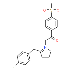 ChemSpider 2D Image | 5-(4-Fluorobenzyl)-1-{2-[4-(methylsulfonyl)phenyl]-2-oxoethyl}-3,4-dihydro-2H-pyrrolium | C20H21FNO3S
