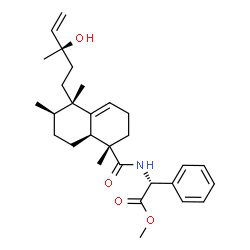 ChemSpider 2D Image | Methyl (2R)-[({(1S,5S,6R,8aS)-5-[(3R)-3-hydroxy-3-methyl-4-penten-1-yl]-1,5,6-trimethyl-1,2,3,5,6,7,8,8a-octahydro-1-naphthalenyl}carbonyl)amino](phenyl)acetate | C29H41NO4