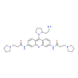 ChemSpider 2D Image | N,N'-{9-[2-(2-Aminoethyl)-1-pyrrolidinyl]-3,6-acridinediyl}bis[3-(1-pyrrolidinyl)propanamide] | C33H45N7O2