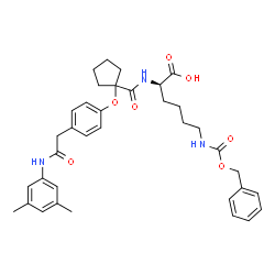 ChemSpider 2D Image | N~6~-[(Benzyloxy)carbonyl]-N~2~-{[1-(4-{2-[(3,5-dimethylphenyl)amino]-2-oxoethyl}phenoxy)cyclopentyl]carbonyl}-D-lysine | C36H43N3O7