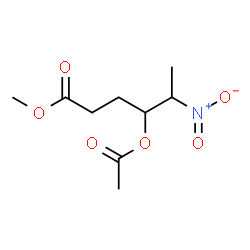 ChemSpider 2D Image | Methyl 4-acetoxy-5-nitrohexanoate | C9H15NO6