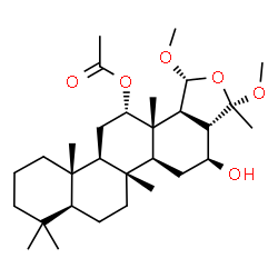 ChemSpider 2D Image | (1R,3S,3aS,4S,5aS,5bR,7aS,11aS,11bR,13S,13aS,13bS)-4-Hydroxy-1,3-dimethoxy-3,5b,8,8,11a,13a-hexamethylicosahydrochryseno[1,2-c]furan-13-yl acetate | C30H50O6