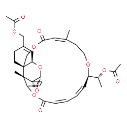 ChemSpider 2D Image | {(1'R,2S,3'R,8'R,12'Z,17'R,18'Z,20'Z,24'R,25'S)-17'-[(1R)-1-Acetoxyethyl]-13',25'-dimethyl-11',22'-dioxospiro[oxirane-2,26'-[2,10,16,23]tetraoxatetracyclo[22.2.1.0~3,8~.0~8,25~]heptacosa[4,12,18,20]te
traen]-5'-yl}methyl acetate | C33H42O11