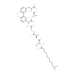 ChemSpider 2D Image | N-Methyl-N-(10-methylundecanoyl)-D-seryl-D-alanyl-N-[(10S)-13-carboxy-3,18-dihydroxy-10-methyl-8,11-dioxo-9,12-diazatricyclo[13.3.1.1~2,6~]icosa-1(19),2(20),3,5,15,17-hexaen-7-yl]-N-methylglycinamide | C42H60N6O11