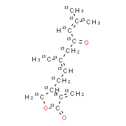 ChemSpider 2D Image | 4-[(2E)-3,7-Bis[(~13~C)methyl]-5-oxo(~13~C_8_)-2,6-octadien-1-yl]-3-(~13~C)methylene(~13~C_4_)dihydro-2(3H)-furanone | 13C15H20O3