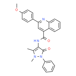 ChemSpider 2D Image | N-(1,5-Dimethyl-3-oxo-2-phenyl-2,3-dihydro-1H-pyrazol-4-yl)-2-(4-methoxyphenyl)-4-quinolinecarboxamide | C28H24N4O3