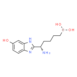 ChemSpider 2D Image | [(5S)-5-Amino-5-(6-hydroxy-1H-benzimidazol-2-yl)pentyl]boronic acid | C12H18BN3O3