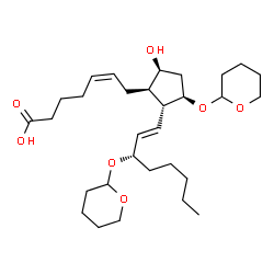 ChemSpider 2D Image | (5Z,9alpha,11alpha,13E,15S)-9-Hydroxy-11,15-bis(tetrahydro-2H-pyran-2-yloxy)prosta-5,13-dien-1-oic acid | C30H50O7