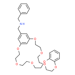 ChemSpider 2D Image | N-Benzyl-1-[2,5,8,11,18,21,24,27-octaoxatricyclo[26.3.1.0~12,17~]dotriaconta-1(32),12,14,16,28,30-hexaen-30-yl]methanamine | C32H41NO8