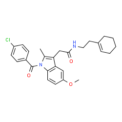 ChemSpider 2D Image | 2-[1-(4-Chlorobenzoyl)-5-methoxy-2-methyl-1H-indol-3-yl]-N-[2-(1-cyclohexen-1-yl)ethyl]acetamide | C27H29ClN2O3