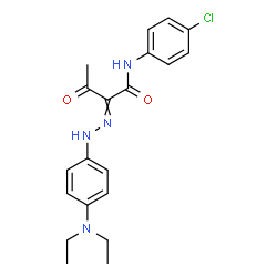 ChemSpider 2D Image | N-(4-Chlorophenyl)-2-{[4-(diethylamino)phenyl]hydrazono}-3-oxobutanamide | C20H23ClN4O2
