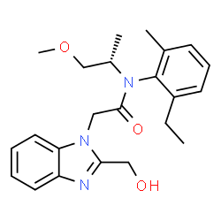 ChemSpider 2D Image | N-(2-Ethyl-6-methylphenyl)-2-[2-(hydroxymethyl)-1H-benzimidazol-1-yl]-N-[(2S)-1-methoxy-2-propanyl]acetamide | C23H29N3O3
