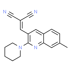 ChemSpider 2D Image | {[7-Methyl-2-(1-piperidinyl)-3-quinolinyl]methylene}malononitrile | C19H18N4