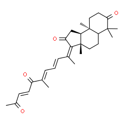 ChemSpider 2D Image | (3Z,3aS,9aR,9bS)-3a,6,6,9a-Tetramethyl-3-[(3E,5E,8E)-6-methyl-7,10-dioxo-3,5,8-undecatrien-2-ylidene]decahydro-1H-cyclopenta[a]naphthalene-2,7-dione | C29H38O4
