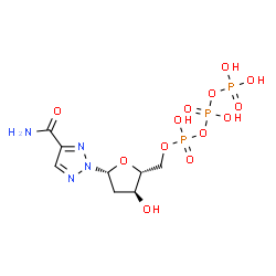 ChemSpider 2D Image | 2-[2-Deoxy-5-O-(hydroxy{[hydroxy(phosphonooxy)phosphoryl]oxy}phosphoryl)-beta-D-erythro-pentofuranosyl]-2H-1,2,3-triazole-4-carboxamide | C8H15N4O13P3