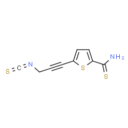 ChemSpider 2D Image | 5-(3-Isothiocyanato-1-propyn-1-yl)-2-thiophenecarbothioamide | C9H6N2S3