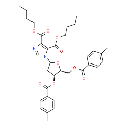 ChemSpider 2D Image | Dibutyl 1-[2-deoxy-3,5-bis-O-(4-methylbenzoyl)-beta-D-erythro-pentofuranosyl]-1H-imidazole-4,5-dicarboxylate | C34H40N2O9