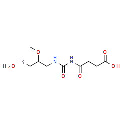 ChemSpider 2D Image | [3-[(4-hydroxy-4-oxo-butanoyl)carbamoylamino]-2-methoxy-propyl]mercury hydrate | C9H17HgN2O6