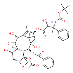 ChemSpider 2D Image | (2alpha,5beta,7beta,10beta,13alpha)-4-Acetoxy-1,7,10-trihydroxy-13-{[(2R,3S)-2-hydroxy-3-({[(2-methyl-2-propanyl)oxy]carbonyl}amino)-3-phenylbutanoyl]oxy}-9-oxo-5,20-epoxytax-11-en-2-yl benzoate | C44H55NO14