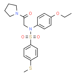 ChemSpider 2D Image | N-(4-Ethoxyphenyl)-4-(methylsulfanyl)-N-[2-oxo-2-(1-pyrrolidinyl)ethyl]benzenesulfonamide | C21H26N2O4S2