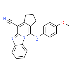 ChemSpider 2D Image | 4-(4-Methoxy-phenylamino)-2,3-dihydro-1H-4a,9-diaza-cyclopenta[b]fluorene-10-carbonitrile | C22H18N4O