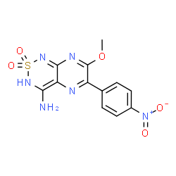 ChemSpider 2D Image | 7-Methoxy-6-(4-nitrophenyl)-3H-pyrazino[2,3-c][1,2,6]thiadiazin-4-amine 2,2-dioxide | C12H10N6O5S