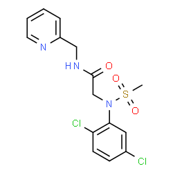 ChemSpider 2D Image | 2-[N-(2,5-dichlorophenyl)methanesulfonamido]-N-(pyridin-2-ylmethyl)acetamide | C15H15Cl2N3O3S