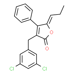 ChemSpider 2D Image | (5Z)-3-(3,5-Dichlorobenzyl)-4-phenyl-5-propylidene-2(5H)-furanone | C20H16Cl2O2