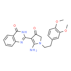 ChemSpider 2D Image | 2-{2-Amino-1-[2-(3,4-dimethoxyphenyl)ethyl]-4-oxo-4,5-dihydro-1H-pyrrol-3-yl}-4(1H)-quinazolinone | C22H22N4O4
