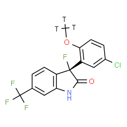 ChemSpider 2D Image | (3R)-3-{5-Chloro-2-[(~3~H_3_)methyloxy]phenyl}-3-fluoro-6-(trifluoromethyl)-1,3-dihydro-2H-indol-2-one | C16H7T3ClF4NO2
