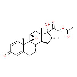 ChemSpider 2D Image | (9beta,11beta,16alpha)-17-Hydroxy-16-methyl-3,20-dioxo-9,11-epoxypregna-1,4-dien-21-yl acetate | C24H30O6