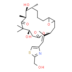 ChemSpider 2D Image | (3S,7S,10R,11S,12R)-7,11-Dihydroxy-3-{(1E)-1-[2-(hydroxymethyl)-1,3-thiazol-4-yl]-1-propen-2-yl}-8,8,10,12-tetramethyl-4,17-dioxabicyclo[14.1.0]heptadecane-5,9-dione | C26H39NO7S