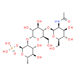 ChemSpider 2D Image | 2-Acetamido-2-deoxy-beta-D-mannopyranosyl-(1->4)-alpha-D-glucopyranosyl-(1->2)-6-deoxy-1-O-phosphono-alpha-L-mannopyranose | C20H36NO18P