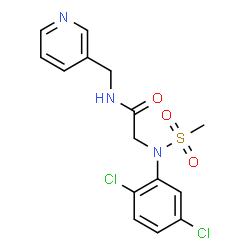 ChemSpider 2D Image | N~2~-(2,5-Dichlorophenyl)-N~2~-(methylsulfonyl)-N-(3-pyridinylmethyl)glycinamide | C15H15Cl2N3O3S