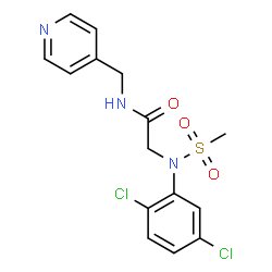 ChemSpider 2D Image | N~2~-(2,5-Dichlorophenyl)-N~2~-(methylsulfonyl)-N-(4-pyridinylmethyl)glycinamide | C15H15Cl2N3O3S