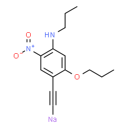 ChemSpider 2D Image | {[5-Nitro-2-propoxy-4-(propylamino)phenyl]ethynyl}sodium | C14H17N2NaO3