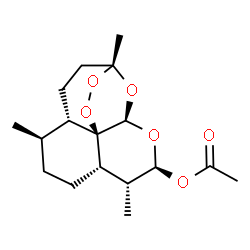 ChemSpider 2D Image | (1R,4S,5R,8S,9R,10S,12R,13R)-1,5,9-Trimethyl-11,14,15,16-tetraoxatetracyclo[10.3.1.0~4,13~.0~8,13~]hexadec-10-yl acetate | C17H26O6