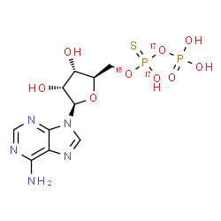 ChemSpider 2D Image | 5'-O-{(~17~O)Hydroxy[phosphono(~17~O)oxy]phosphorothioyl}(5'-~18~O)adenosine | C10H15N5O617O218OP2S
